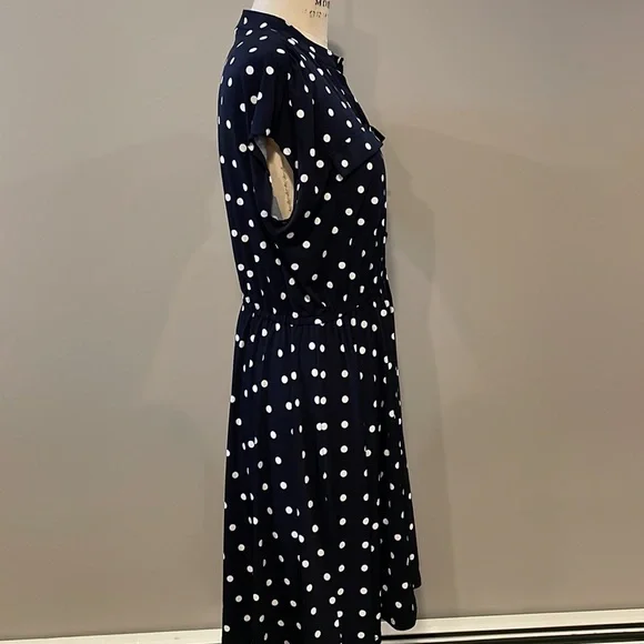 Roz & Ali cap sleeve polka dot cinch waist midi dress - Picture 5 of 7